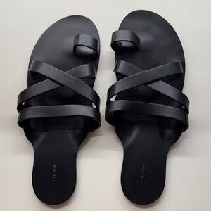 The Row Sleek Black Leather Sandals